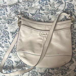 Coach Large Cream Leather Crossbody Shoulder Bag